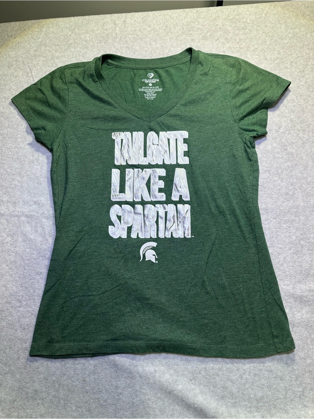 Michigan State Spartans Colosseum V Neck T Shirt Green Women’s M